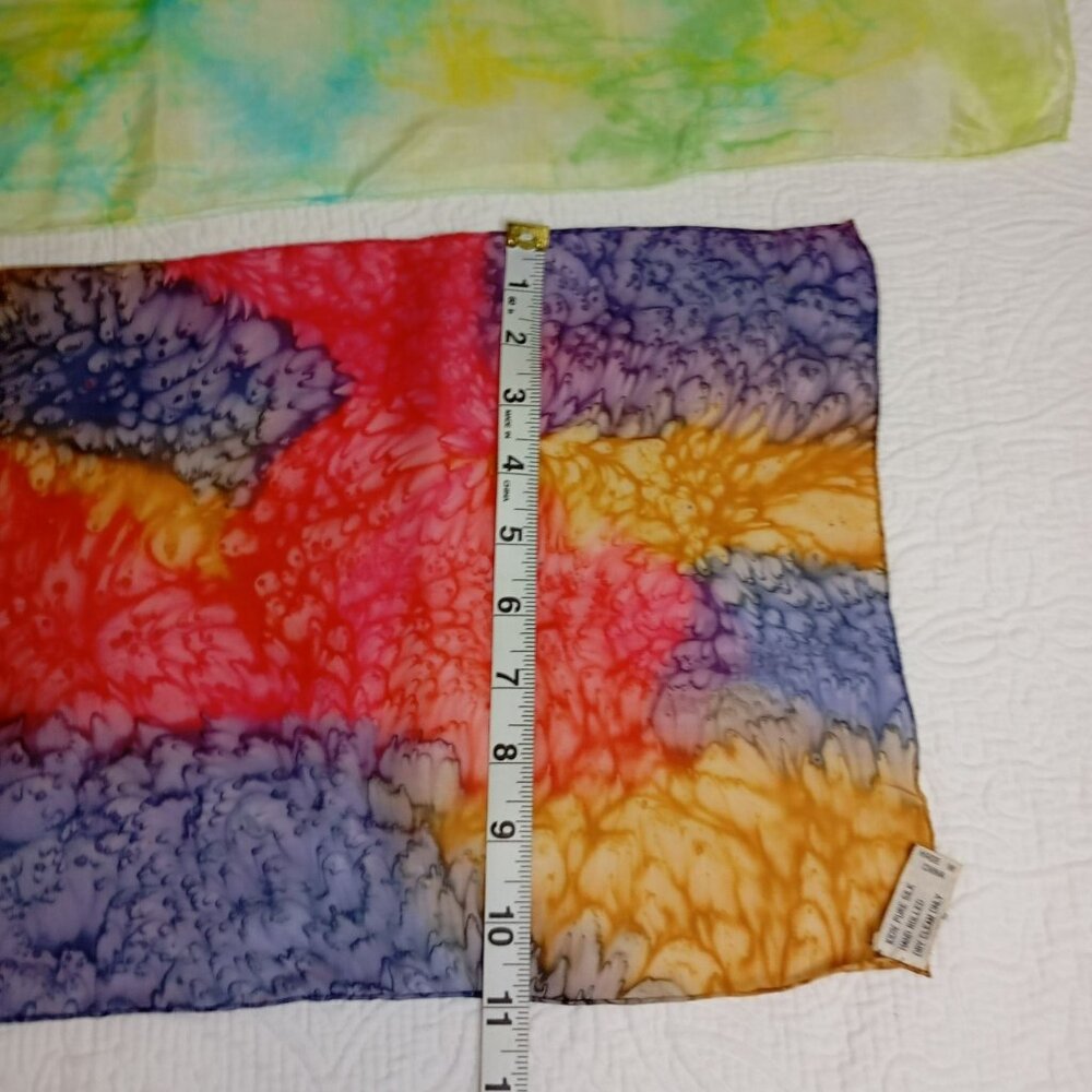 Handmade Tie-Dye Silk Scarves Multicolor Lightweight & Soft Elegant Styling - Picture 5 of 6